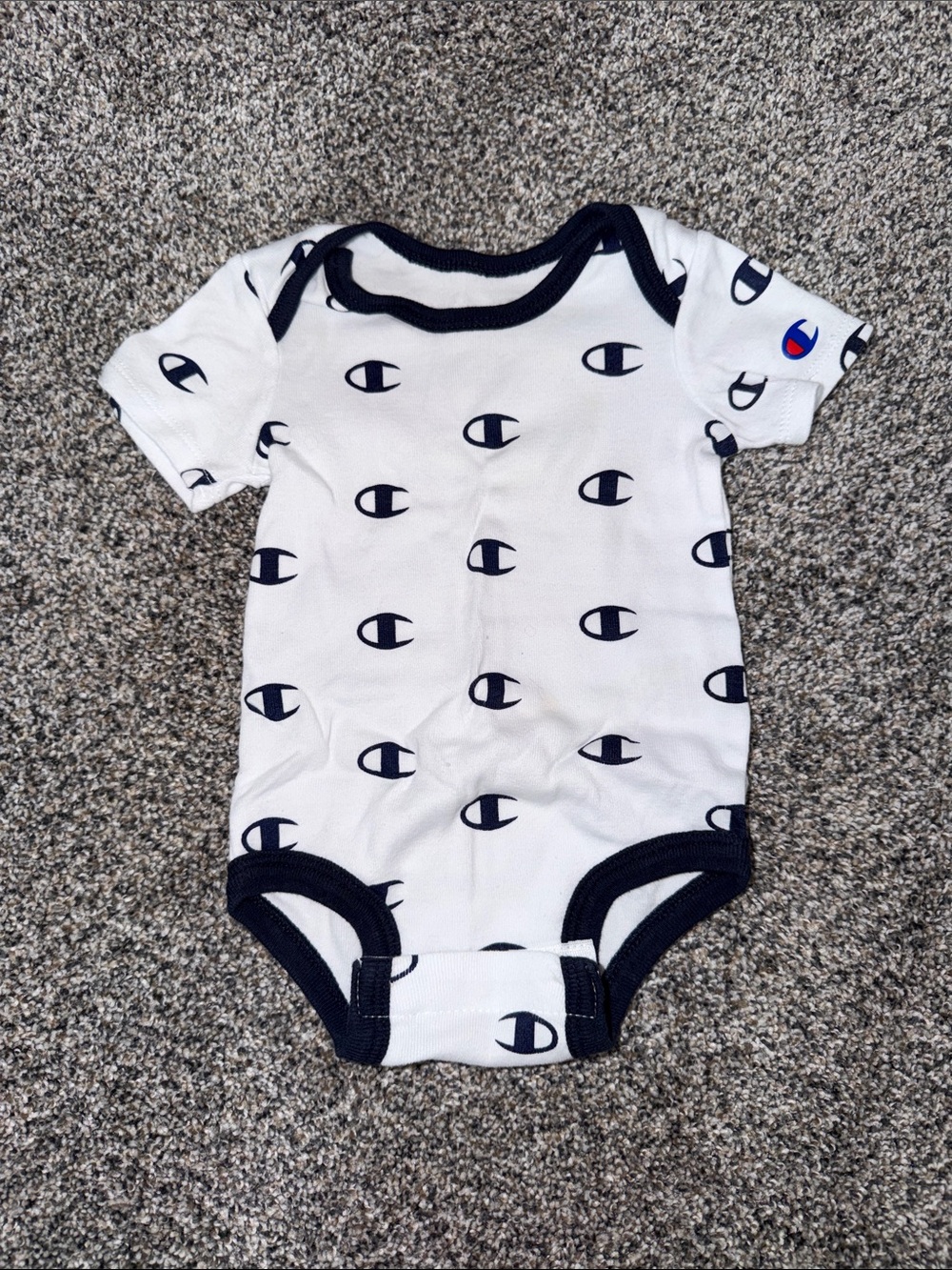 Champion White One-Piece with Navy Logo Print
